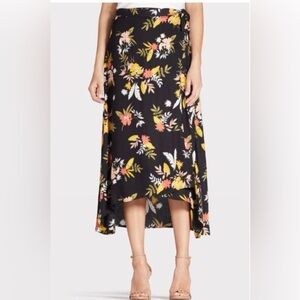 Saltwater LUXE Black Floral High Low Maxi wrap skirt